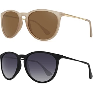 WOWSUN Polarized Sunglasses for Women Vintage Retro Round Mirrored Lens