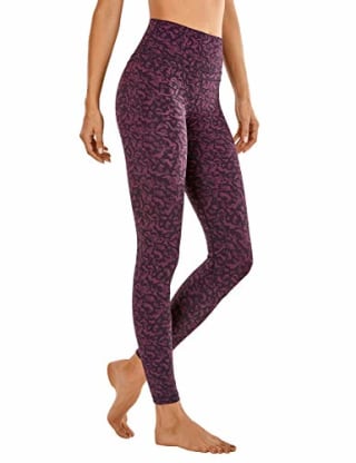 CRZ YOGA Women's Naked Feeling Workout Leggings 25 Inches - 7/8 High Waist Yoga Tight Pants Leopard-Print 6 Large