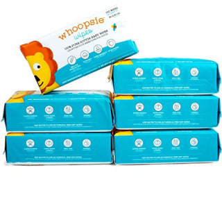 Whoopsie Wipes | Ultra-Soft - 100% Pure Cotton Dry Baby Wipes | Use Wet or Dry | Soft & Sensitive | Hypoallergenic | Extra Strong & Absorbent | Perfect for Diaper Changes, Runny Noses, Drool, Meal Time & Nursing (6-Pack)