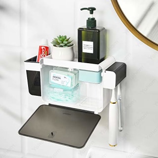 YOHOM Toothbrush Holder Wall Mounted Adhesive Dental Storage Organizer