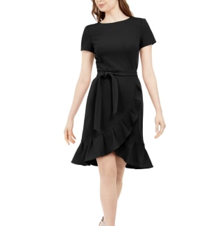 Calvin Klein Ruffled Tulip-Hem Crepe Dress