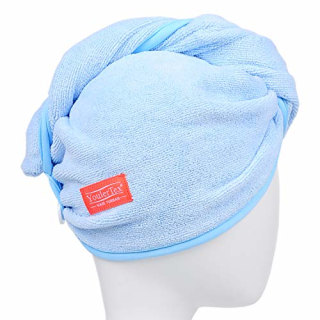 YoulerTex Microfiber Hair Towel Wrap for Women, 2 Pack 10 inch X 26 inch, Super Absorbent Quick Dry Hair Turban for Drying Curly, Long &amp; Thick Hair (Blue) ...