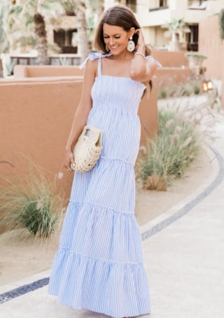 The Santorini Striped Maxi Dress