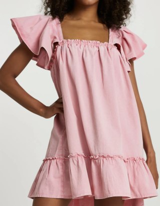 River Island Short Sleeve Denim Dress