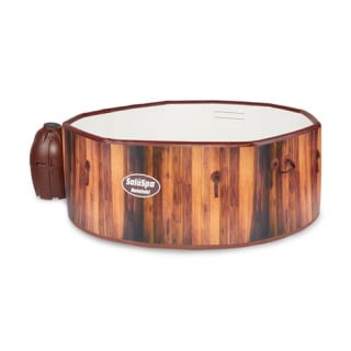 Bestway 54190E SaluSpa Helsinki 7 Person Portable Inflatable Round Hot Tub Spa with 81 Air Jets, Cover, Pump, and Integrated Filter, Wood Print