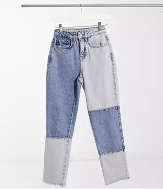 Reclaimed Vintage Mom Jean in Patchwork Blue