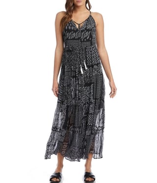 Karen Kane Patchwork Print Tiered Maxi Dress