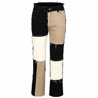 Thunder Star Patchwork Straight Leg Jeans