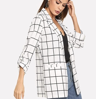 Open Front Roll Up Sleeve Blazer