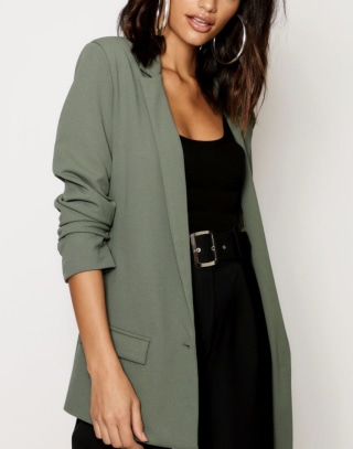Ruched Sleeve Tailored Blazer