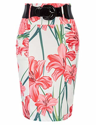 Stretchy Pencil Skirt with Belt