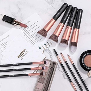 BS-MALL Makeup Brushes Premium Synthetic Foundation Powder Concealers Eye Shadows Makeup 14 Pcs Brush Set, Rose Golden, 1 Count