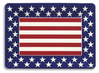 Medium Plastic Serving Tray Red, White and Blue Patriotic