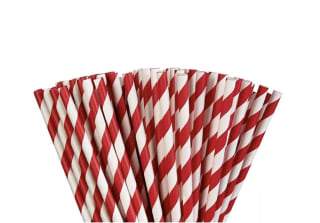 Red Striped Paper Straws 80ct
