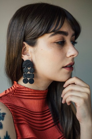Lightweight Vegan Leather Artisan Clay Earrings