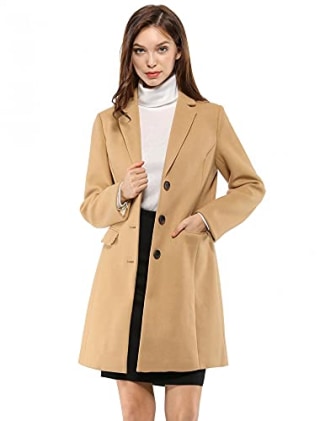 Allegra K Notched Lapel Winter Coat