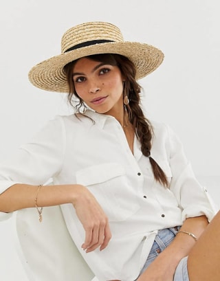 Asos Design Natural Straw Boater Hat