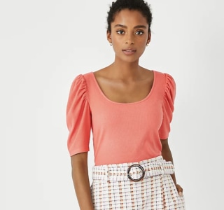 Ribbed Scoop Neck Top