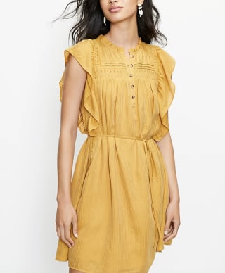 Loft Pintucked Ruffle Swing Dress
