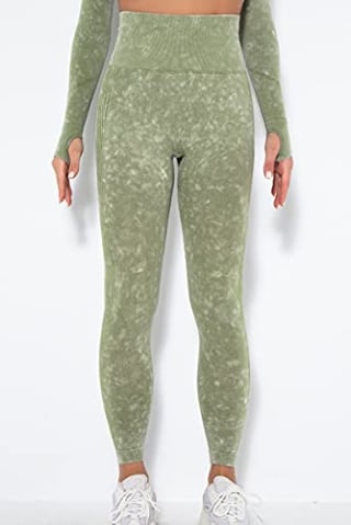 MAGIMODAC Scrunch Butt Lifting Leggings High Waisted Tummy Control Seamless Booty Lift Fitness Yoga Pants Workout Tights (Army Green, S)