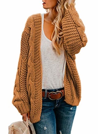 Astylish Long Sleeve Chunky Cable Knit Cardigan
