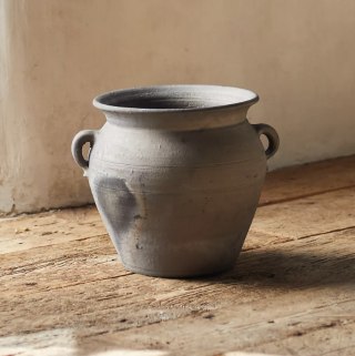 Anthropologie Fired Black Terracotta Planter