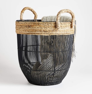 Crate & Barrel Malloe Tall Black Basket