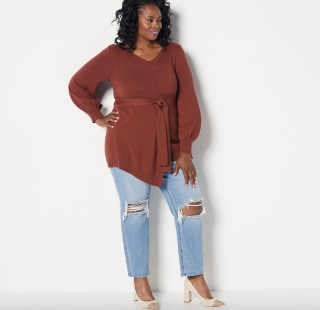 Girl With Curves Faux Wrap Sweater