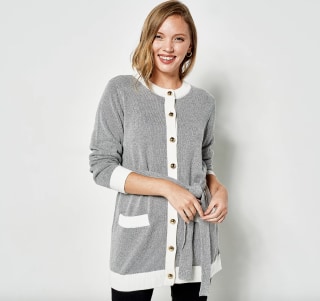 Girl With Curves Gold Button Cardigan