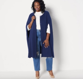 Girl With Curves Button Front Cardigan Cape