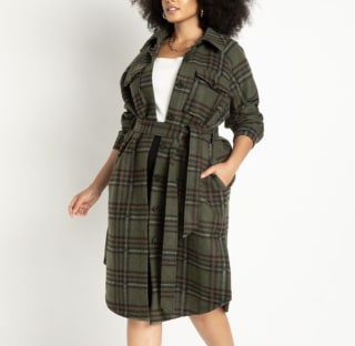 Eloquii Plaid Shacket Coat