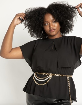 Eloquii Layered Chain Belt with Pearls