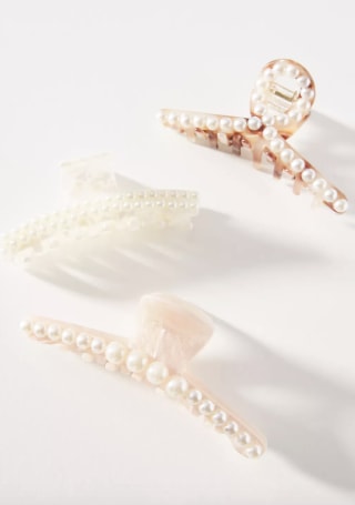 Anthropologie Embellished Claw Hair Clip Set