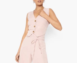 Boohoo Mock Horn Cropped Waistcoat