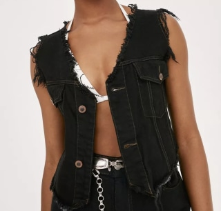 Nasty Gal Vintage Distressed Denim Vest
