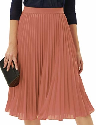 Grace Karin Pleated Chiffon A-Line Swing Skirt