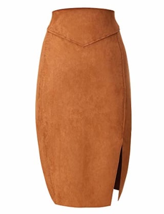 Bellivera Faux Suede Pencil Skirt