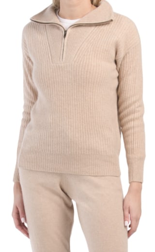 Magaschoni Cashmere Quarter Zip Pullover Sweater
