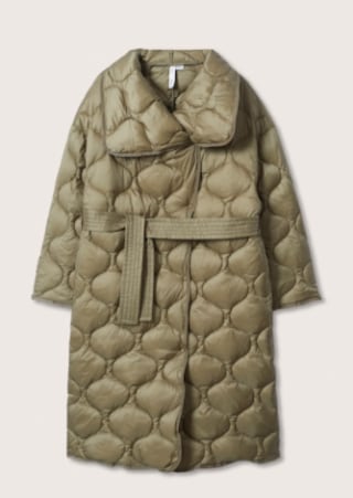Mango Belt Quilted Coat