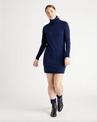Mongolian Cashmere Turtleneck Sweater Dress