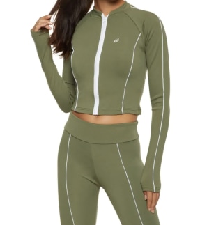 Rainbow Contrast Trim Track Jacket and Active Leggings