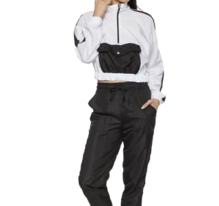 Rainbow Color Blocked Zip-Neck Windbreaker and Track Joggers