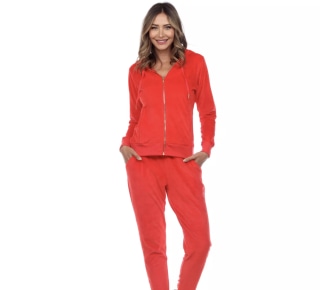 White Mark Velour Tracksuit Set