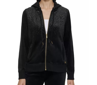 Calvin Klein Velour Zip Front Hoodie