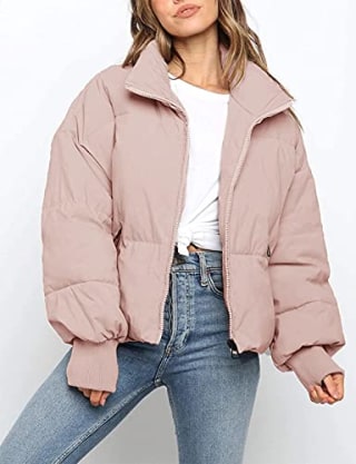 MEROKEETY Zip Puffer Jacket