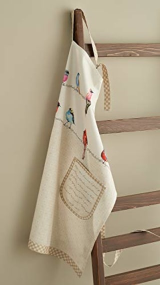 Maison d' Hermine Birdies on Wire 1 Piece 100% Cotton Apron with an Adjustable Neck &amp; Two Side Pockets with Long Ties for Women/Men Chef (27.50"x31.50")