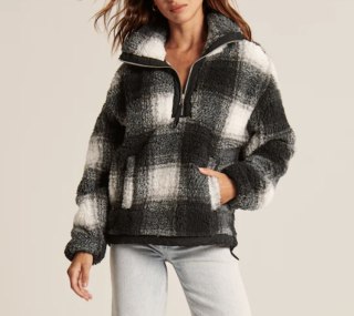 Abercrombie Cinched Cocoon Sherpa Half-Zip