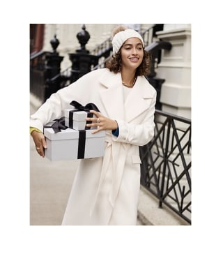 Express Belted Wrap Front Faux Wool Coat