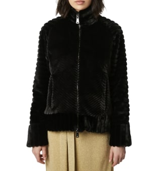 Bernardo Textured Faux Fur Jacket