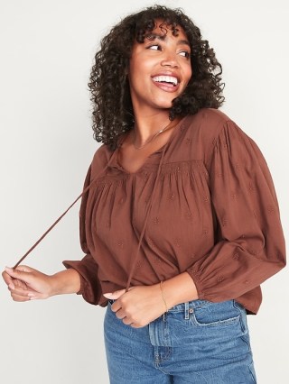 Long-Sleeve Embroidered Poet Blouse for Women